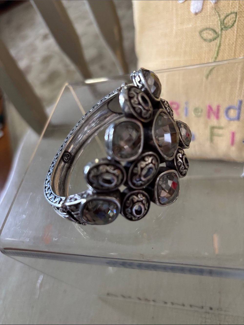 Brighton Silver-Tone Bracelet with Black Faceted Stones